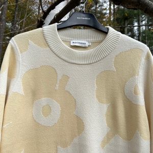 Marimekko Moderni Unikko Sweater in Light Yellow, Size S